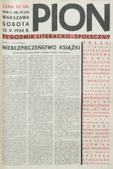 Pion : tygodnik literacko-społeczny. R. 2, nr 19=32 (12 maja 1934)