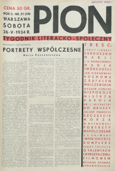 Pion : tygodnik literacko-społeczny. R. 2, nr 21=34 (26 maja 1934)
