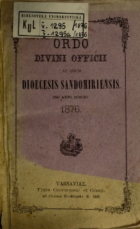 Ordo Divini Officii ad usum Dioecesis Sandomiriensis pro Anno Domini 1876