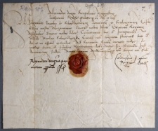 [Aleksander Jagiellończyk, kr&oacute;l Polski, poleca, aby podskarbi wielki koronny Jakub Szydłowiecki wypłacił Mikołajowi Siedleckiemu trzydzieści floren&oacute;w]