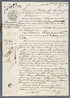 [Akt notarialny, w którym Ladislas Kąsinowski z Dębin w guberni lubelskiej przepisuje dobra i majątki Michalinie de Zenowicz Kąsinowskiej].