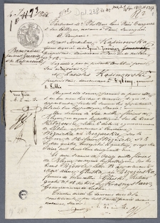 [Akt notarialny, w kt&oacute;rym Ladislas Kąsinowski z Dębin w guberni lubelskiej przepisuje dobra i majątki Michalinie de Zenowicz Kąsinowskiej].