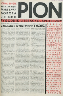 Pion : tygodnik literacko-społeczny. R. 2, nr 22=35 (2 czerwca 1934)