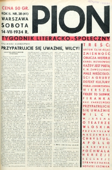 Pion : tygodnik literacko-społeczny. R. 2, nr 28=41 (14 lipca 1934)