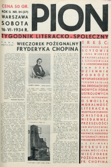 Pion : tygodnik literacko-społeczny. R. 2, nr 24=37 (16 czerwca 1934)
