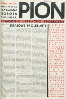 Pion : tygodnik literacko-społeczny. R. 2, nr 23=36 (9 czerwca 1934)