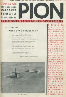 Pion : tygodnik literacko-społeczny. R. 2, nr 32=45 (11 sierpnia 1934)