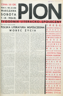 Pion : tygodnik literacko-społeczny. R. 2, nr 35=48 (1934)