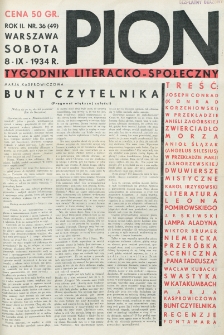 Pion : tygodnik literacko-społeczny. R. 2, nr 36=49 (8 września 1934)