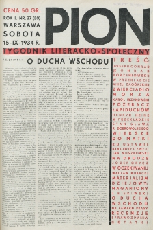 Pion : tygodnik literacko-społeczny. R. 2, nr 37=50 (15 września 1934)