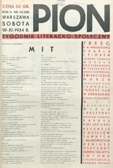 Pion : tygodnik literacko-społeczny. R. 2, nr 45=58 (10 listopada 1934)