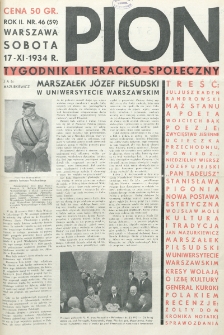 Pion : tygodnik literacko-społeczny. R. 2, nr 46=59 (17 listopada 1934)