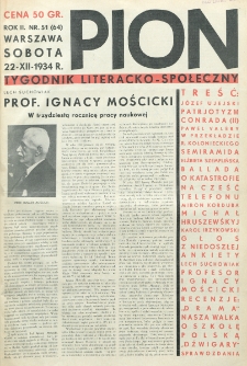 Pion : tygodnik literacko-społeczny. R. 2, nr 51=64 (22 grudnia 1934)