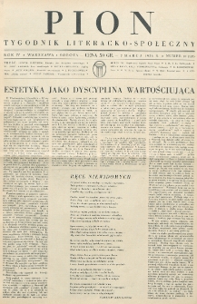 Pion : tygodnik literacko-społeczny. R. 4, nr 10=127 (7 marca 1936)