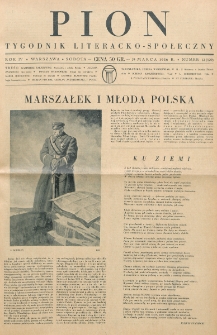 Pion : tygodnik literacko-społeczny. R. 4, nr 12=129 (19 marca 1936)