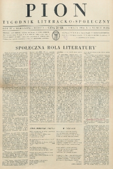 Pion : tygodnik literacko-społeczny. R. 4, nr 19=136 (1936)