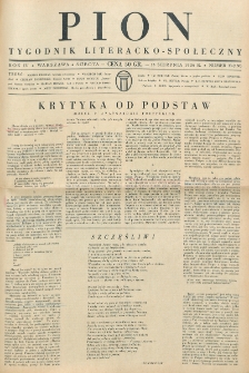 Pion : tygodnik literacko-społeczny. R. 4, nr 33=150 (15 sierpnia 1936)