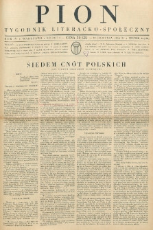 Pion : tygodnik literacko-społeczny. R. 4, nr 34=151 (22 sierpnia 1936)