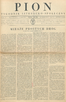 Pion : tygodnik literacko-społeczny. R. 4, nr 35=152 (29 sierpnia 1936)