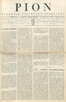 Pion : tygodnik literacko-społeczny. R. 4, nr 38=155 (19 września 1936)