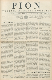 Pion : tygodnik literacko-społeczny. R. 4, nr 39=156 (26 września 1936)