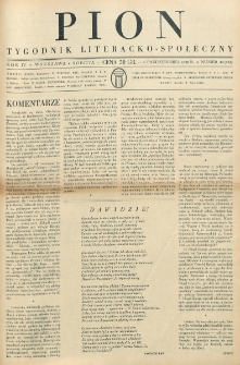 Pion : tygodnik literacko-społeczny. R. 4, nr 40=157 (3 października 1936)