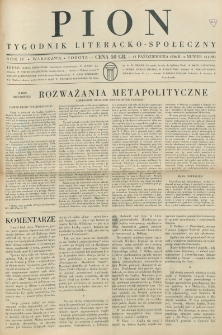 Pion : tygodnik literacko-społeczny. R. 4, nr 41=158 (17 października 1936)