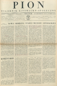 Pion : tygodnik literacko-społeczny. R. 4, nr 42=159 (18 października 1936)