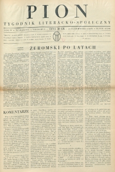 Pion : tygodnik literacko-społeczny. R. 4, nr 43=160 (25 października 1936)