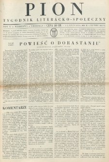Pion : tygodnik literacko-społeczny. R. 4, nr 44=161 (1 listopada 1936)