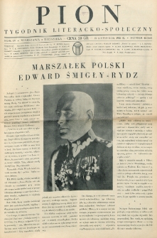 Pion : tygodnik literacko-społeczny. R. 4, nr 46=163 (15 listopada 1936)