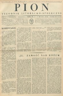 Pion : tygodnik literacko-społeczny. R. 4, nr 51/52=168/169 (27 grudnia 1936)