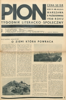 Pion : tygodnik literacko-społeczny. R. 6, nr 40=261 (9 października 1938)