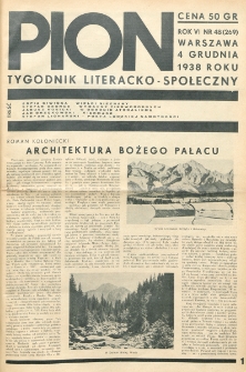 Pion : tygodnik literacko-społeczny. R. 6, nr 48=269 (4 grudnia 1938)