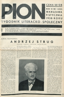 Pion : tygodnik literacko-społeczny. R. 6, nr 1=222 (9 stycznia 1938)