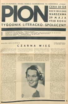 Pion : tygodnik literacko-społeczny. R. 6, nr 21=242 (29 maja 1938)