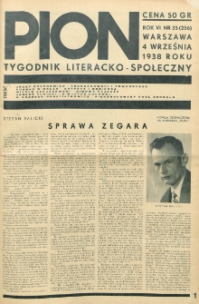 Pion : tygodnik literacko-społeczny. R. 6, nr 35=256 (4 września 1938)