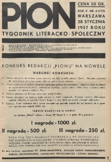Pion : tygodnik literacko-społeczny. R. 5, nr 4=173 (28 stycznia 1937)