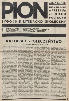 Pion : tygodnik literacko-społeczny. R. 5, nr 8=177 (25 lutego 1937)