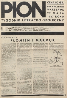 Pion : tygodnik literacko-społeczny. R. 5, nr 21=190 (27 maja 1937)