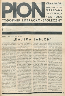 Pion : tygodnik literacko-społeczny. R. 5, nr 25=194 (24 czerwca 1937)