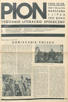 Pion : tygodnik literacko-społeczny. R. 5, nr 26=195 (1 lipca 1937)