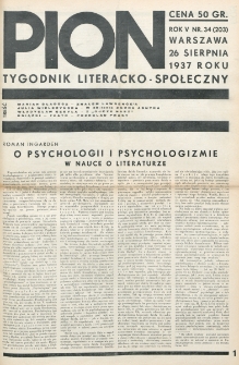 Pion : tygodnik literacko-społeczny. R. 5, nr 34=203 (26 sierpnia 1937)