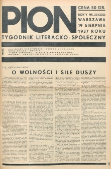 Pion : tygodnik literacko-społeczny. R. 5, nr 33=202 (19 sierpnia 1937)