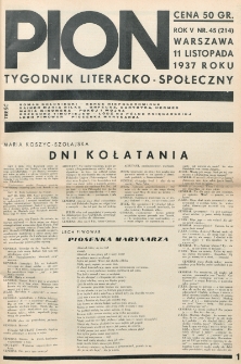 Pion : tygodnik literacko-społeczny. R. 5, nr 45=214 (11 listopada 1937)