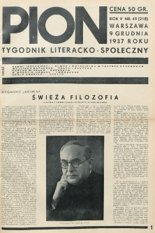 Pion : tygodnik literacko-społeczny. R. 5, nr 49=218 (9 grudnia 1937)