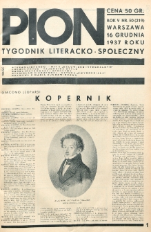 Pion : tygodnik literacko-społeczny. R. 5, nr 50=219 (16 grudnia 1937)