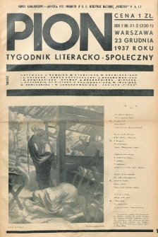 Pion : tygodnik literacko-społeczny. R. 5, nr 51-2=220-1 (23 grudnia 1937)