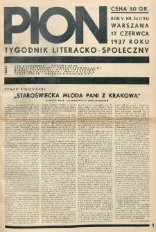 Pion : tygodnik literacko-społeczny. R. 5, nr 24=193 (17 czerwca 1937)