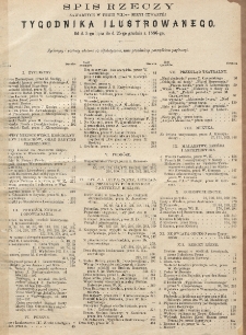 Tygodnik Illustrowany. Serya 4, T. 8 (1886). Spis rzeczy
